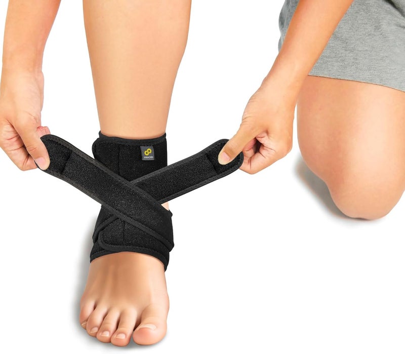 Bracoo FS10 Neoprene Ankle Brace - Open Heel Adjustable Support for Chronic Ankle Pain and Rehabilitation - Black, Size S/M - Image 2